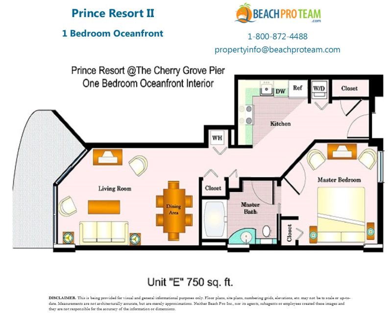 Prince Resort II Floor Plan E - 1 Bedroom Oceanfront